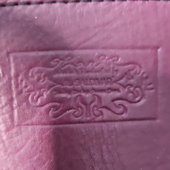 T. Saldivar Hand Tooled Leather Burgundy Plum Crossbody Bag - Picture 5 of 14